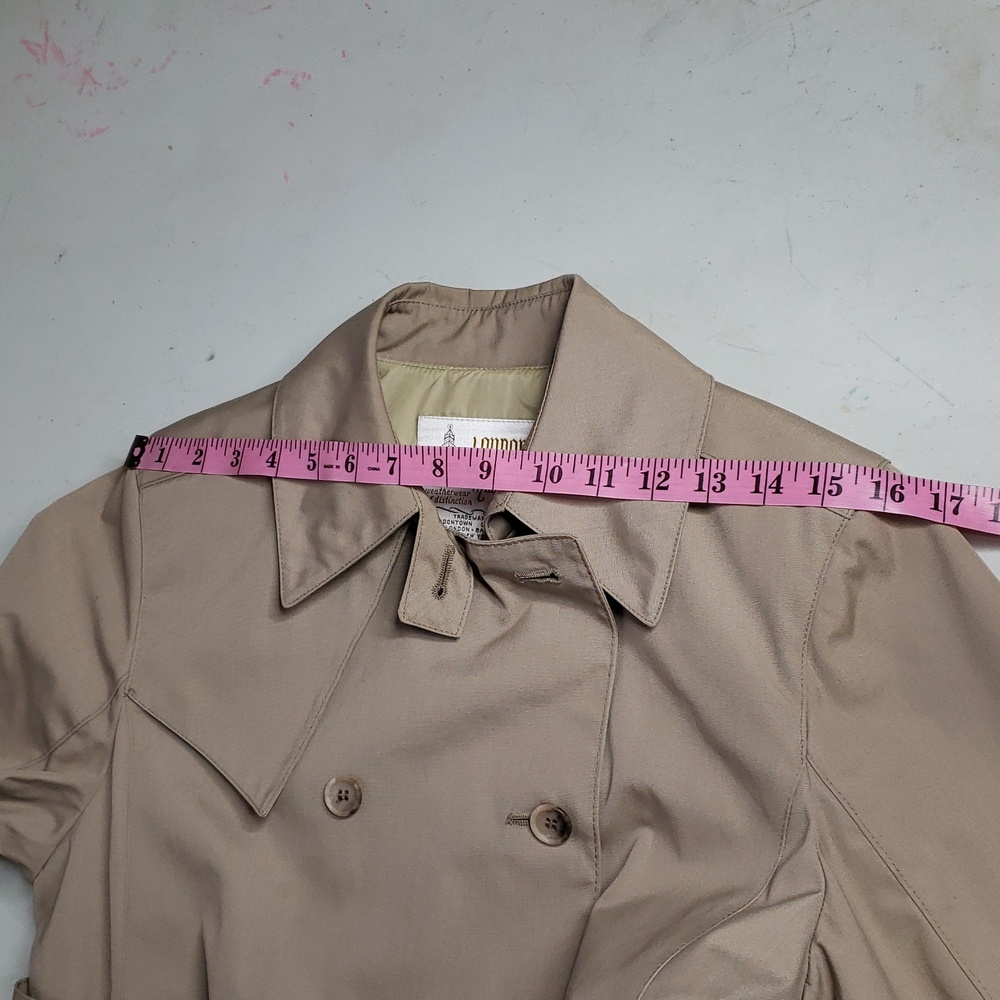 Vintage London Fog Combed Cotton Belted Trench Coat Size 8 Petite USA Classic - Picture 13 of 16